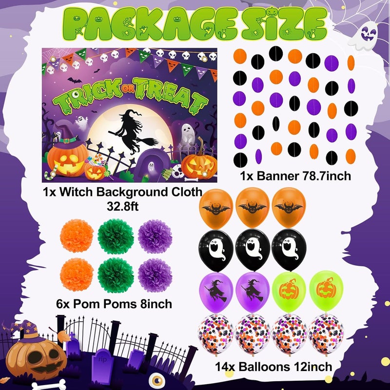JUYRLE Halloween Trunk or Treat Car Decorations Kit - Witch Backdrop, Garage Door Decorations for Outdoor Party - Image 2